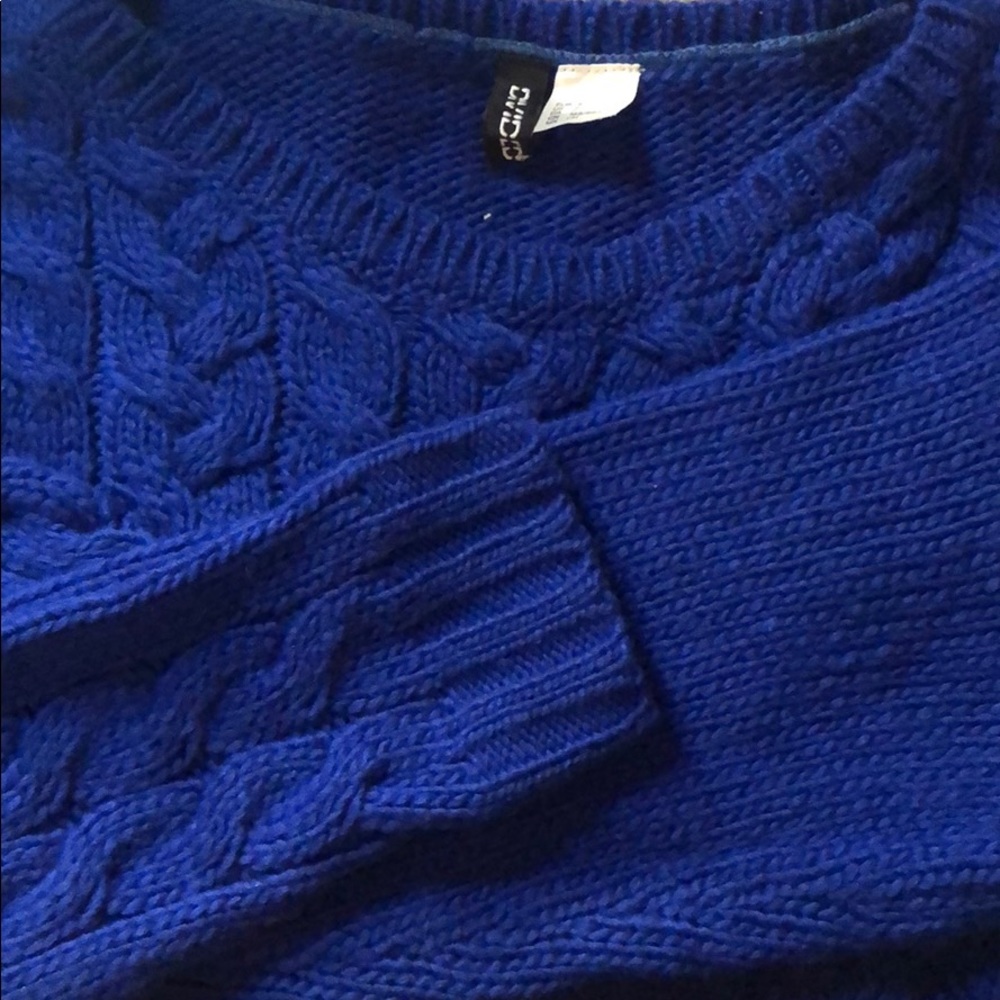 H&M cropped cobalt blue sweater